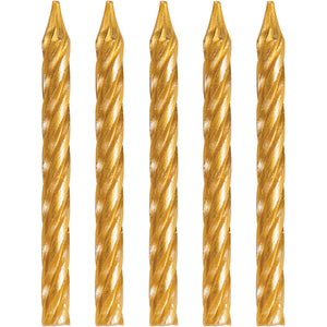 Bulk Pack of 48 Gold Spiral Candles