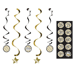 Bulk Pack of 10 Black & Gold Dizzy Danglers