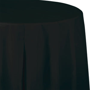 Bulk Pack of 2 Black Velvet Round Plastic Tablecover, 82"