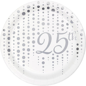 Bulk Pack of 16 Sparkle & Shine Silver Dessert Plates