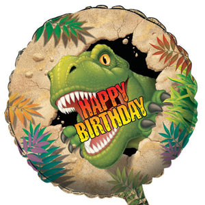 Bulk Pack of 2 Dino Blast Happy Birthday Metallic Balloon 18"