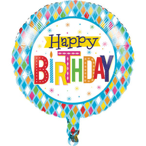 Bulk Pack of 2 Bright Birthday Metallic Balloon 18"