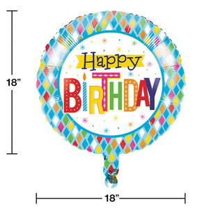 Bulk Pack of 2 Bright Birthday Metallic Balloon 18"