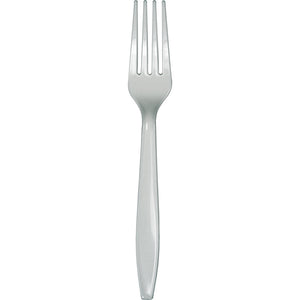 Bulk Pack of 48 Shimmering Silver Plastic Forks