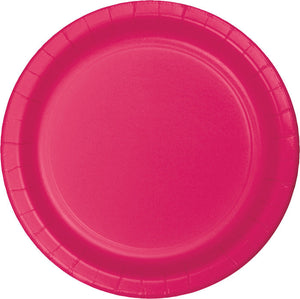 Bulk Pack of 48 Hot Magenta Pink Paper Plates