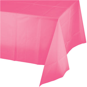 Bulk Pack of 3 Candy Pink Plastic Tablecover 54" X 108"