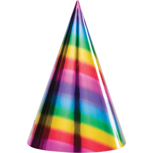 Bulk Pack of 16 Rainbow Foil Party Hats