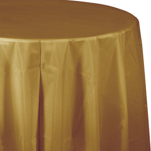 Bulk Pack of 2 Glittering Gold 82" RoundPlasticTablecover