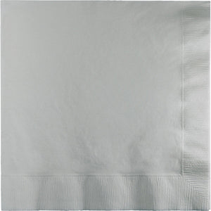 Bulk Pack of 50 Shimmering Silver Dinner Napkins 3Ply 1/4Fld