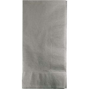 Bulk Pack of 100 Shimmering Silver Dinner Napkins 2Ply 1/8Fld