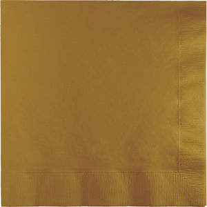 Bulk Pack of 50 Glittering Gold Dinner Napkins 3Ply 1/4Fld