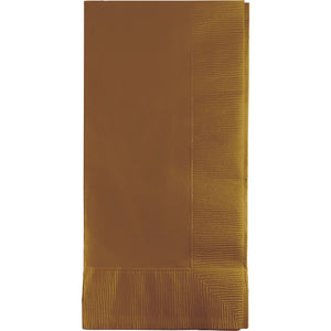 Bulk Pack of 100 Glittering Gold Dinner Napkins 2Ply 1/8Fld