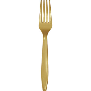 Bulk Pack of 48 Glittering Gold Plastic Forks