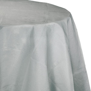 Bulk Pack of 2 Shimmering Silver 82" Round Polylined Tissue Tablecover