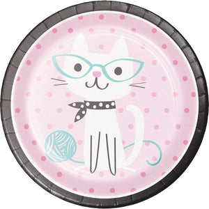 Bulk Pack of 16 Purr-Fect Cat Party Paper Plates