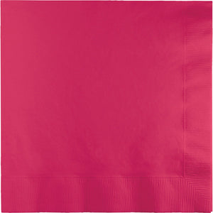 Bulk Pack of 50 Hot Magenta Dinner Napkins 3Ply 1/4Fld