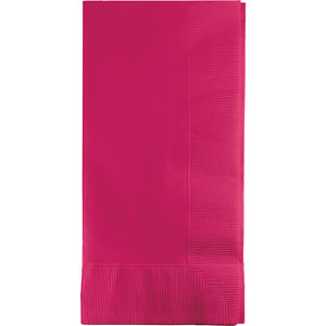 Bulk Pack of 100 Hot Magenta Dinner Napkins 2Ply 1/8Fld