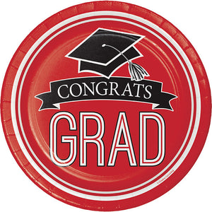 Bulk Pack of 36 Red Graduation Paper Plates