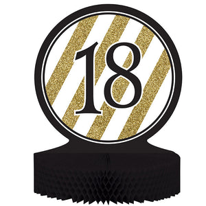 Bulk Pack of 2 Black & Gold 18th Birthday Centerpiece