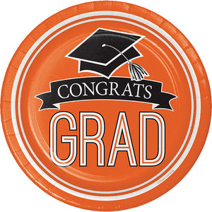 Bulk Pack of 36 Orange Graduation Paper Plates