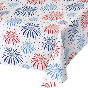 Bulk Pack of 2 Patriotic Patterns Plastic Tablecover, 54"x102"