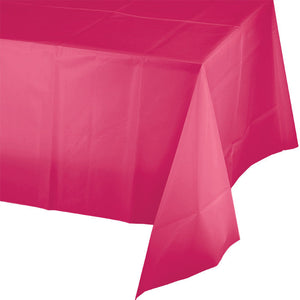 Bulk Pack of 2 Hot Magenta Tablecover Plastic 54" X 108"