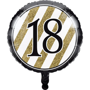 Bulk Pack of 2 Black & Gold Metallic 18th Birthday Balloon