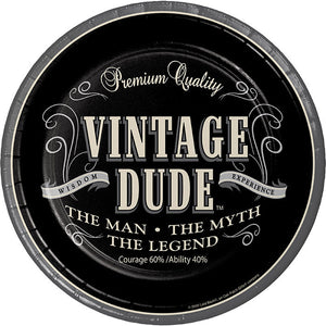 Bulk Pack of 16 Vintage Dude Paper Dessert Plates