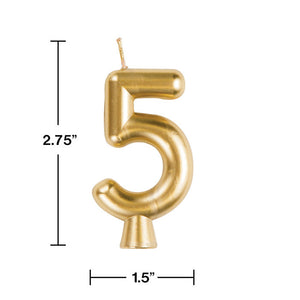 Bulk Pack of 3 Gold 5 Candle