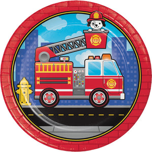 Bulk Pack of 16 Fire Truck Paper Plates