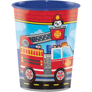 Bulk Pack of 4 16 Oz Fire Truck Plastic Keepsake Cup 16 oz