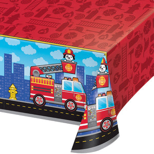 Bulk Pack of 2 Fire Truck Plastic Tablecover