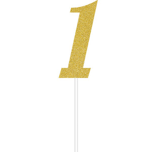 Bulk Pack of 2 Gold Number One Cake Topper