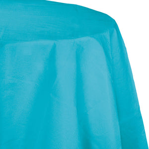 Bulk Pack of 2 Bermuda Blue 82" Round Polylined Tissue Tablecover