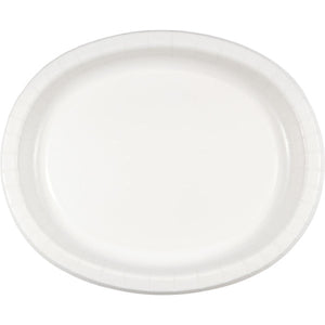 Bulk Pack of 16 White Paper Oval Platter 10" X 12"