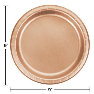 Bulk Pack of 16 Rose Gold Foil Paper Plates