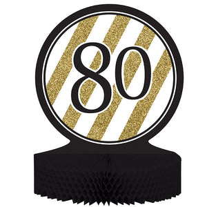 Bulk Pack of 2 Black & Gold 80th Birthday Centerpiece