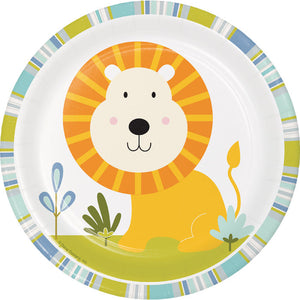 Bulk Pack of 16 Happy Jungle Dessert Plates, Lion