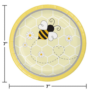 Bulk Pack of 24 Bumblebee Baby Paper Dessert Plates