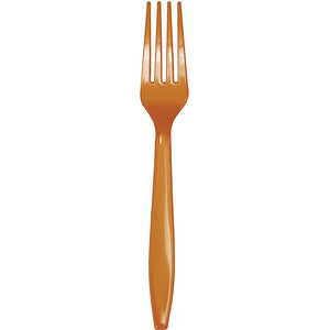 Bulk Pack of 48 Pumpkin Spice Orange Plastic Forks