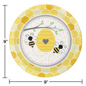 Bulk Pack of 16 Bumblebee Baby Paper Plates