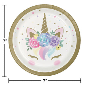 Bulk Pack of 24 Unicorn Baby Shower Paper Dessert Plates