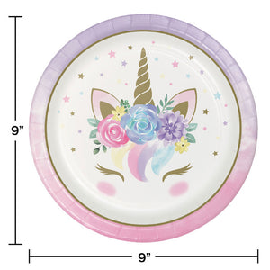 Bulk Pack of 16 Unicorn Baby Shower Paper Plates