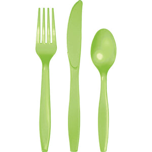 Bulk Pack of 48 Fresh Lime Green Assorted Plastic Cutlery