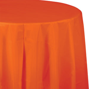 Bulk Pack of 2 Sunkissed Orange 82" Round Plastic Tablecover