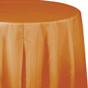 Bulk Pack of 2 Pumpkin Spice Round Plastic Tablecover, 82"