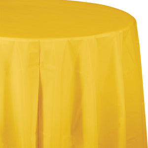 Bulk Pack of 2 School Bus Yellow Round Plastic Tablecover, 82"