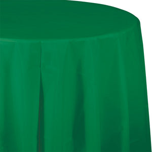 Bulk Pack of 2 Emerald Green Round Plastic Tablecover, 82"