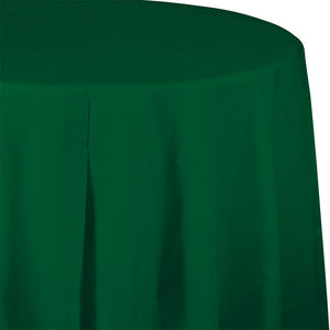 Bulk Pack of 2 Hunter Green Round Plastic Tablecover, 82"