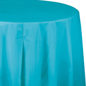 Bulk Pack of 2 Bermuda Blue 82" Round PlasticTablecover